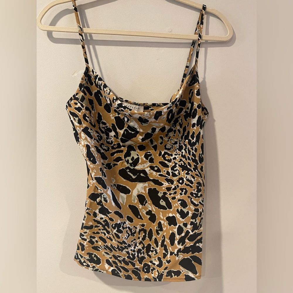Topshop Cowl neck chiffon leopard print shirt